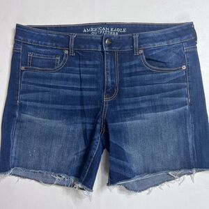 American Eagle Outfitters Dark Blue Midi Denim Jean Shorts